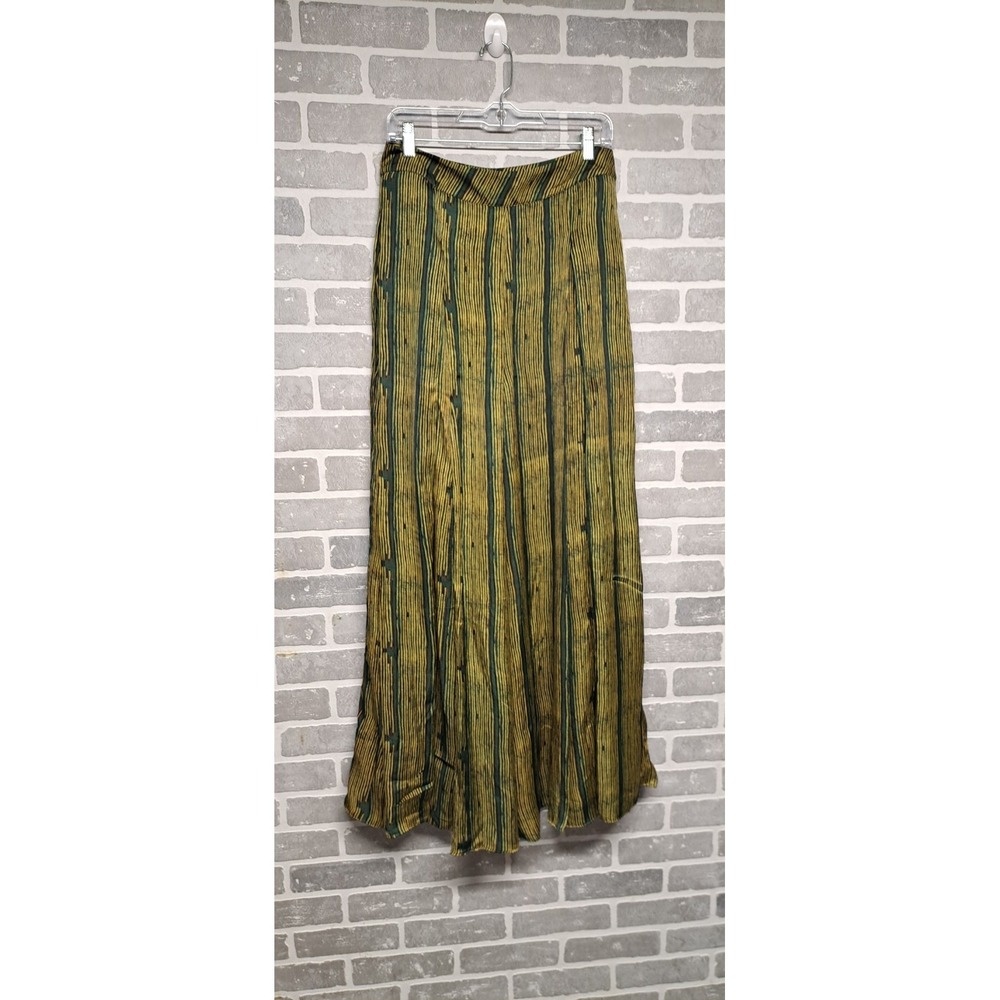 Punit Balana Womens Striped Satin Boho Wide Flowy Leg Ruffle Palazzo